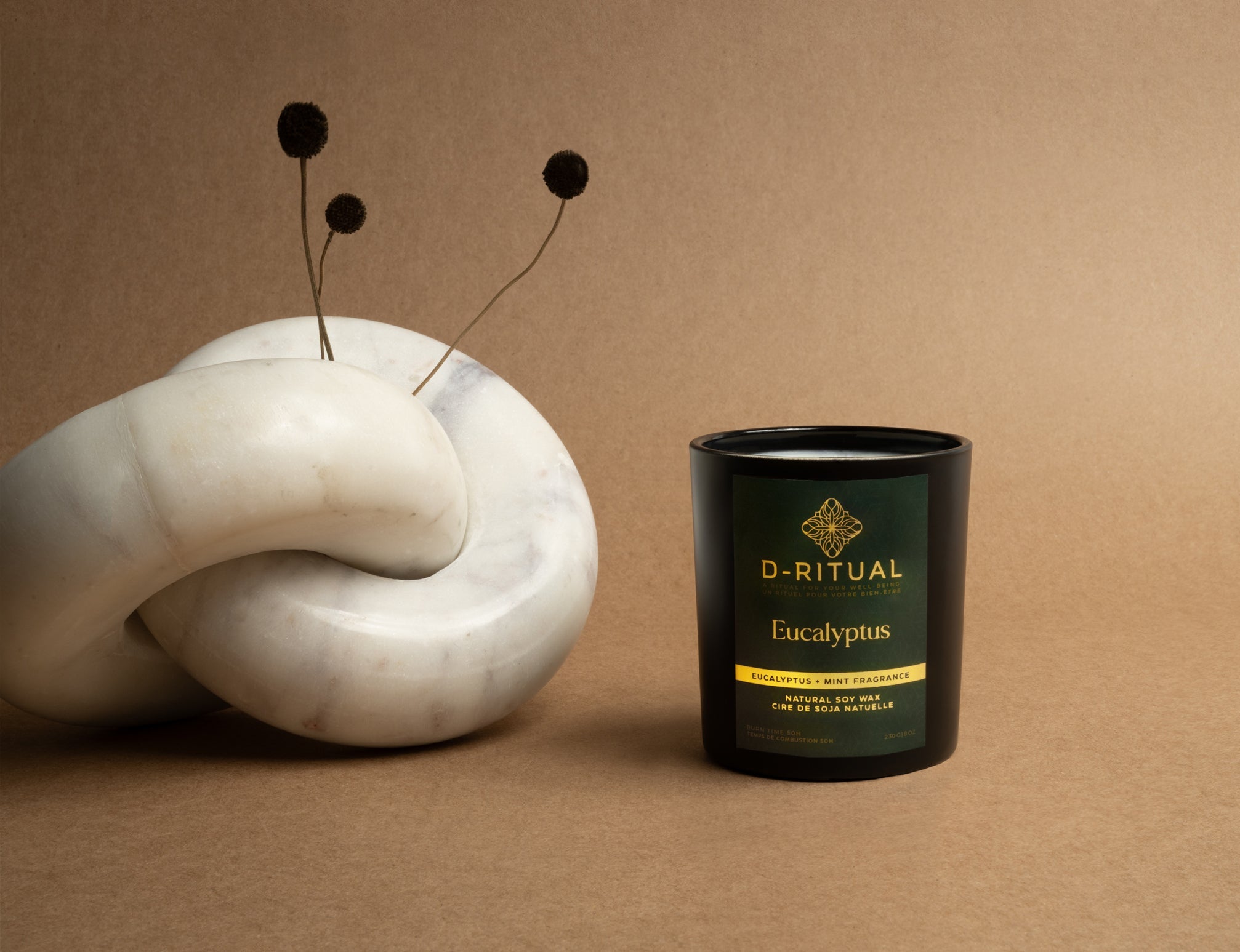 Eucalyptus lime and mint soy candle with wood wick