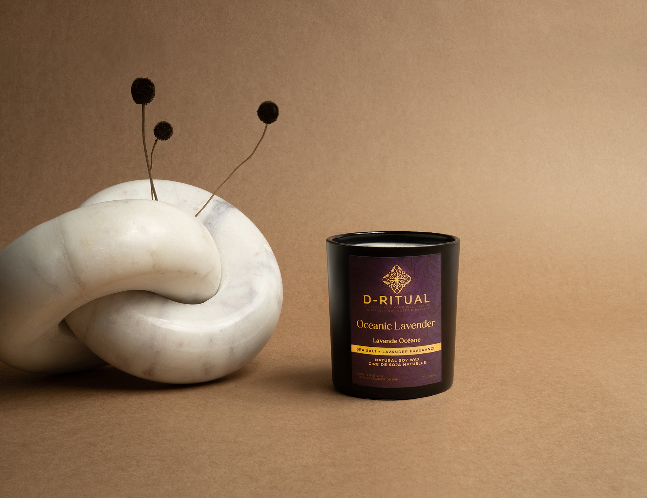 Oceanic Lavender lavender and driftwood soy candle with wood wick